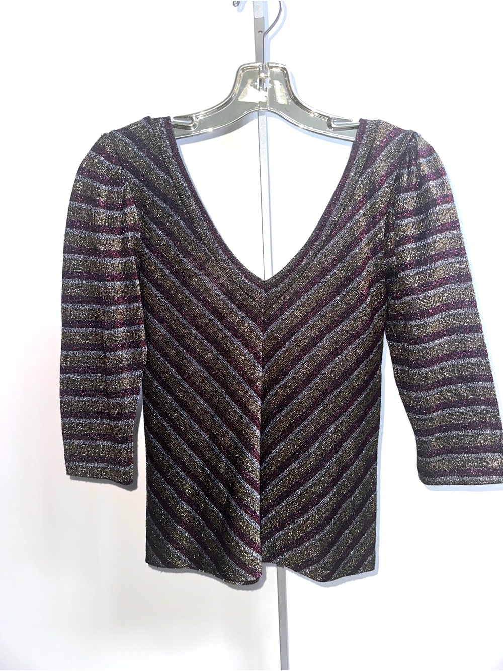 Vintage 1970s metallic glam rock  chevron Striped Top